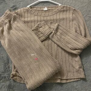 SHEIN Taupe Textured Sweater Set